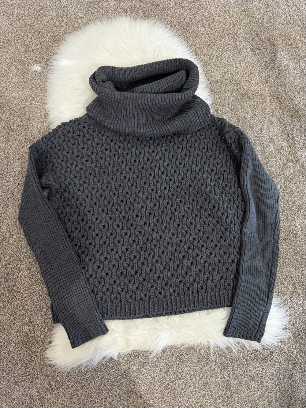 Alice & Olivia Cowl Neck 100% Wool Chunky Sweater